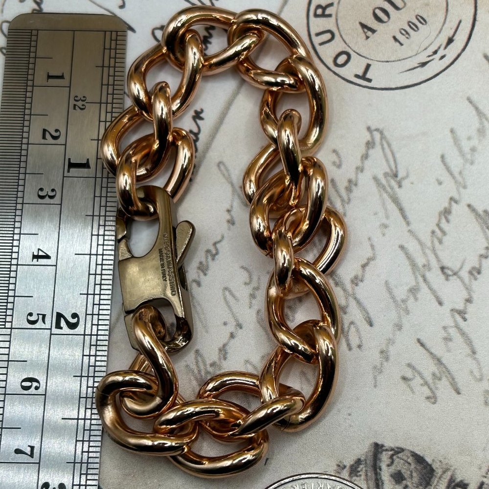 Diego Massimo Gold Bronze Thick Chunky Chain Bracelet Italy Des…